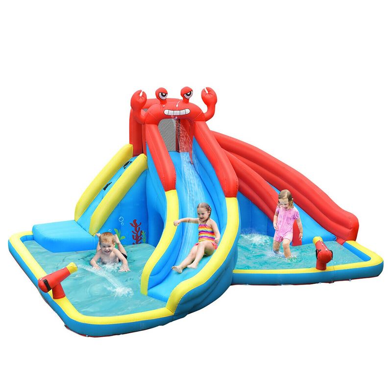 Costway Inflatable Water Slide Crab Dual Slide Bounce House Splash Pool Without Blower, 1 of 11