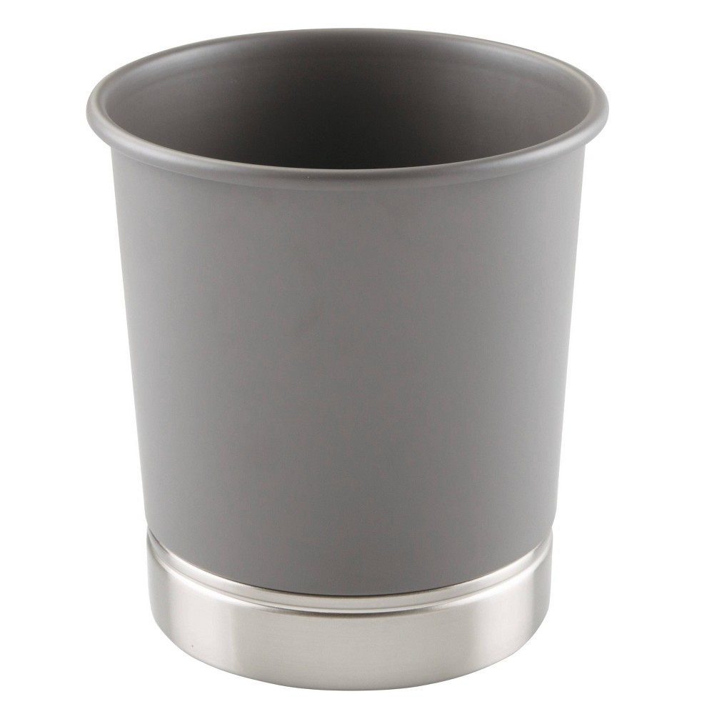 iDESIGN York Waste Can Matte Gray/Brushed