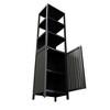Resenkos BLACK  Storage Tall Slim Cabinet with Shutter Door and 3 Tier Shelves, Freestanding Linen Tower Cabinet, Natural Bamboo - 3 of 4