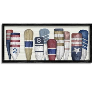 Stupell Industries Port Oars Vintage Americana Patterns Framed Giclee Art - 1 of 4