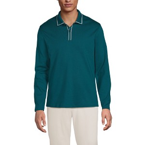 Lands' End Men's Long Sleeve Tipped Polo - 1 of 3