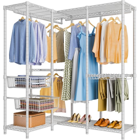 Adjustable rolling discount corner garment rack