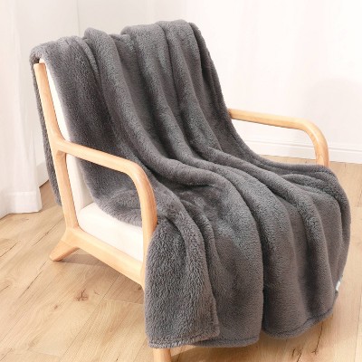 50"x60" 300 Recycled Fluffie Throw Blanket Space Gray - Berkshire Blanket & Home Co.