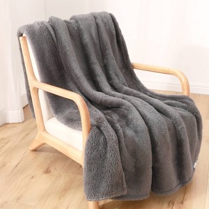 50"x60" 300 Recycled Fluffie Throw Blanket Space Gray - Berkshire Blanket & Home Co. - 1 of 3