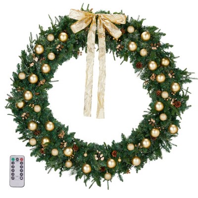 Syemin Wreaths 60" Christmas Wreath Artificial Xmas Wreath DIY Ornaments for Front Door Gate Wall Xmas Party Decorations, Green, 5"*60"*60"