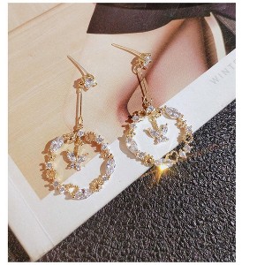 14K Gold Open Butterfly Drop Earring with crystals from Swarovski - 1 of 4