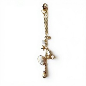 Anna-Kaci Gold Tone Seashell and Starfish Charm Keychain with Nautical Accents - Ivory - 1 of 4