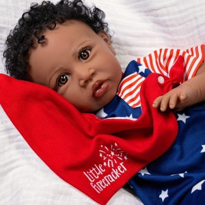 Paradise Galleries  Reborn Toddler Doll with Rooted Hair & Magnetic Pacifier, 21 inch  Baby Boy, Little Firecracker, 6-Piece Gift Set - 1 of 4