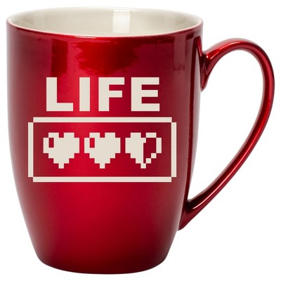 100 North Gaming 10 Ounce Cardinal Red Metallic Finish, Comfortably Fits Your Hands, New Bone China Coffee Tea Cup Mug, Life
