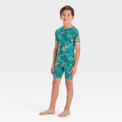 Boys' 2pc Jungle Printed Tight Fit Knit Sweater Pajama Set - Cat & Jack™ Green 8: Recycled Polyester, Elastic Waistband