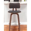 HomeRoots 26" Brown And Wood Brown Faux Leather Swivel Low Back Counter Height Bar Chair - 2 of 4