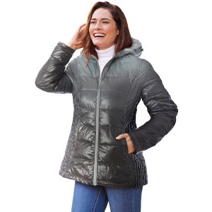 Woman Within Women's Plus Size Packable Puffer Jacket - 1 of 4