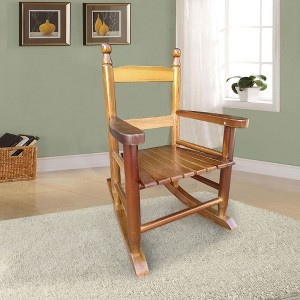 Aghana Digitals Kids Rocking Chair - Solid Populus Wood, Sturdy Slatted Back, Indoor/Outdoor Use, - 1 of 4