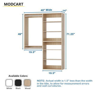 Organizer System with Towers and Hanging, Wood Closet Tower Storage for Walk In Closets, Wall Mounted Wardrobe Organizer Kit System, Bedroom