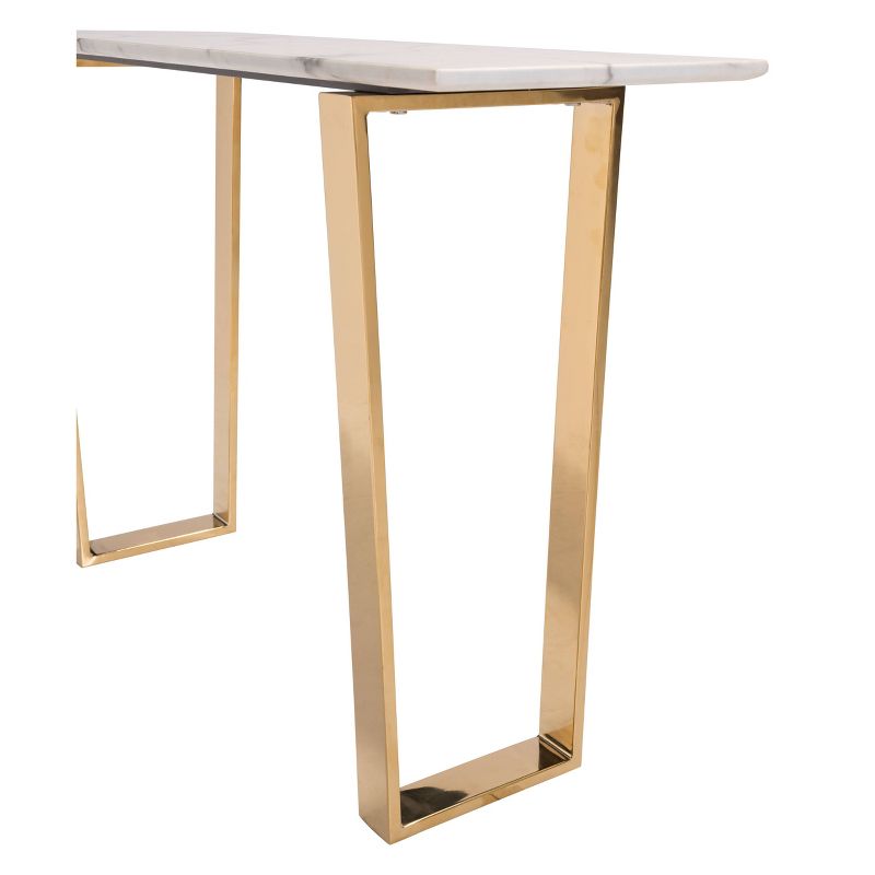 Modern Faux Marble and Stainless Steel 47" Rectangular Console Table - Stone/Gold - ZM Home, 4 of 17