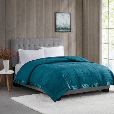 King Teal Reversible Satin Trim Down Alternative Blanket
