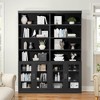 80x62x16 Wood Accent Sideboard Cabinet in Black, Storage Organizer with Adjustable Shelves and Glass Doors for Kitchen Bedroom Living/Dinning Room - 2 of 4