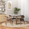 Aukfa solid wood dining table set (white) with 4 walnut dining chairs, suitable for kitchens, living rooms and apartments - 3 of 4
