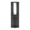74.8 In. Corner Bar Cabinet Unit with Wine Glass Rack and Lower Cabinet, Smokey Oak - 2 of 4