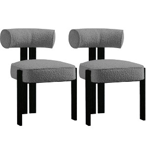 Set of 2/4/6/8 Modern Boucle Accent Dining Chairs – Ergonomic Curved Back, Comfortable Upholstered Seat, Rubber Wood Legs – Ideal for Dining Room - 1 of 4