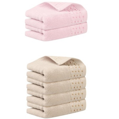 Unique Bargains Embroidery Pattern Cotton Hand Towels for Bathroom 14" x 30"