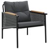 vidaXL Patio Chairs with Cushions Seating Outdoor Garden Furniture Black Steel - 3 of 4