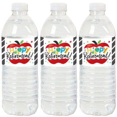Big Dot of Happiness Teacher Retirement - Happy Retirement Party Water Bottle Sticker Labels - Set of 20