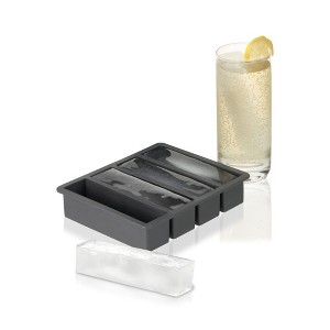 Viski Glacier Highball Ice Cube Tray with Lid in Grey – BPA-Free Silicone Mold  – Makes Four 5" x 1.25" x 1.35" Rectangles, Dishwasher Safe – Set of 1 - 1 of 4