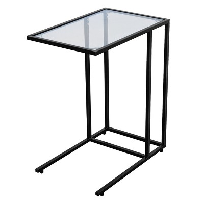 Tangkula Coffee Tray End Table Side TV Stand Lap Snack Teapoy w/ Clear Glass Top