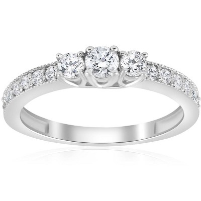 Pompeii3 1/2ct 3-Stone Round Diamond Ring 14K White Gold