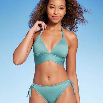 Women's Longline Square Neck Bralette Bikini Top - Shade & Shore™ Green S :  Target
