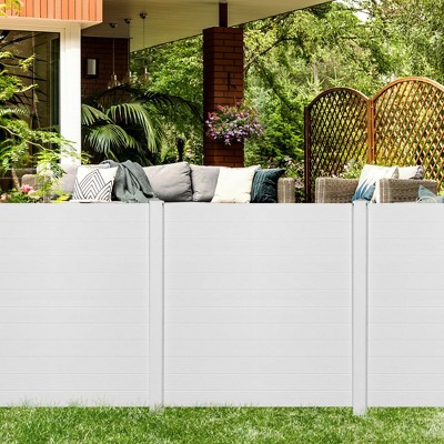White PVC Outdoor Privacy Fence Panels with Stakes