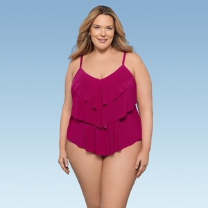 Aqua Green, Women's Triple Tier Tankini - 1 of 3