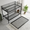 MAYEERTY Twin Metal Bunk Bed with Trundle ¨C Ladder, Full-Length Guardrail, Noise-Free, No Box Spring Needed, Black - 4 of 4