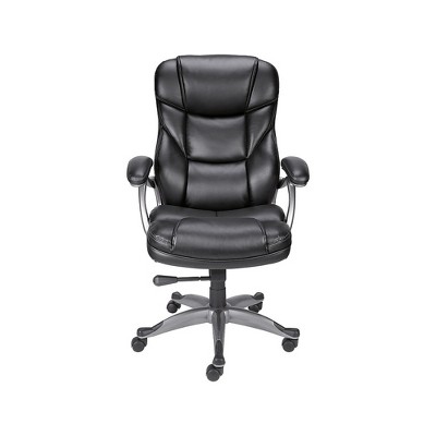 Staples Osgood Bonded Leather High-Back Manager's Chair Black 21076