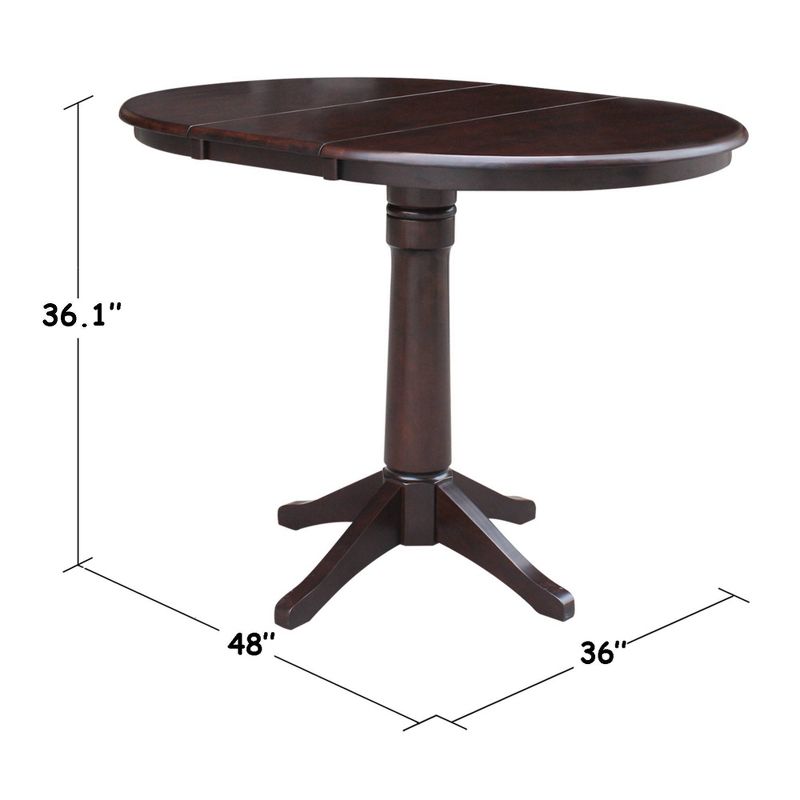 36" Magnolia Round Top Counter Height Dining Table with 12" Leaf - International Concepts, 4 of 5