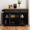 54'' Wood Kitchen Island with Drop Leaf,Kitchen Island with Storage for Kitchen Dining Room,Rolling Kitchen Island with Drawers,Doors-Coolbibila - 3 of 4