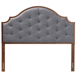 Baxton Studio King Premala Fabric and Wood Headboard Gray/Walnut Brown: Tufted Design, Adjustable Height - 1 of 4