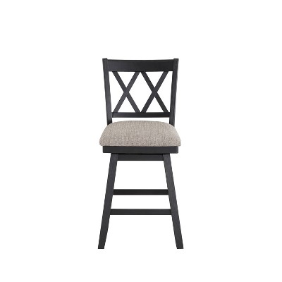24" Beige and Black Wood Swivel Counter Stool