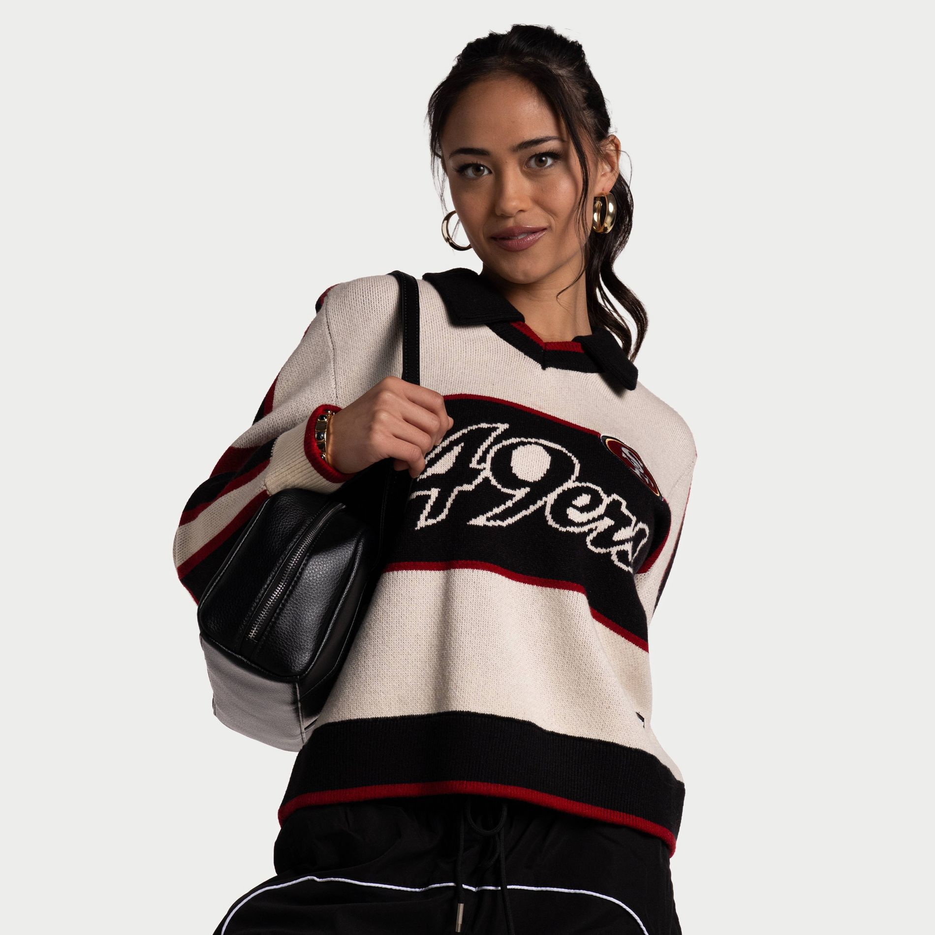 NFL San Francisco 49ers Women's Long Sleeve Collared Knit Sweater