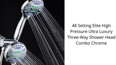 Chrome Dual Shower Head with Handheld and 48 Spray Settings