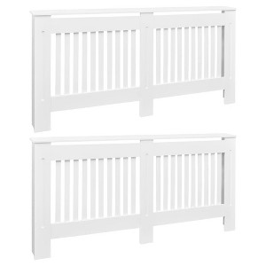 vidaXL Radiator Cover 2 pcs White 67.7" x 7.5" x 32.1" Engineered Wood - 1 of 4