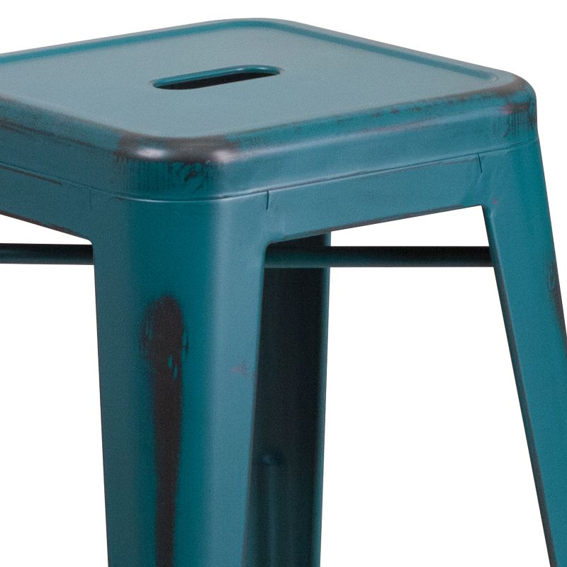 Flash Furniture Commercial Grade 24" High Backless Distressed Metal Indoor-Outdoor Counter Height Stool, 6 of 19