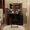 Makeup Vanity With Lighted Mirror,Corner Vanity Table With 5 Rotating Drawers - 3 of 4