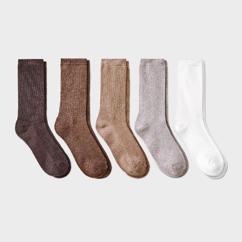 Women's 5pk Super Soft Textured Crew Socks - A New Day™ 4-10, 1 of 5
