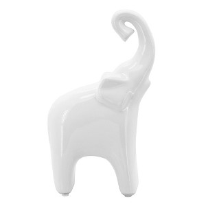 Sagebrook Home 11" Ceramic Elephant Sculpture - Contemporary Elephant Statue for Home or Office Decor - 1 of 4