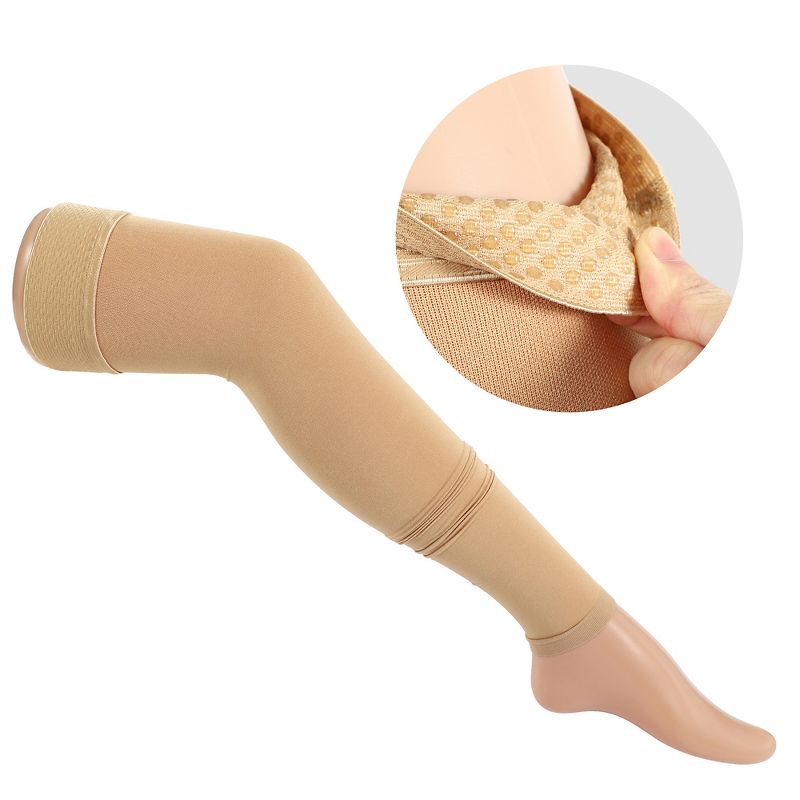 Unique Bargains Thigh High Stockings Compression Sleeves with Elastic Band for Women Men 1 Pair, 3 of 8