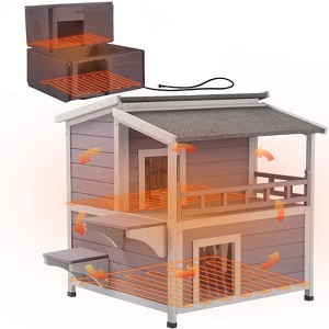 Aivituvin 2-Story Outdoor Heated Cat House with Adjustable Heating Pad | Insulation Liner-AIR33-IN-HP - 1 of 4