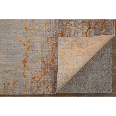 Gray and Gold Rectangular Wool Blend Area Rug, 5' x 8'