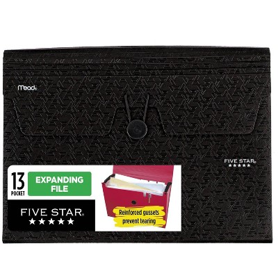 Five Star 13 Pocket Expanding File Black